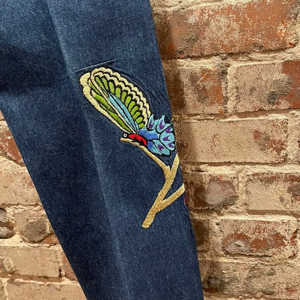 Vik Vizette Vintage Embroidered Butterfly Jeans Blue 27 - Picture 8 of 9